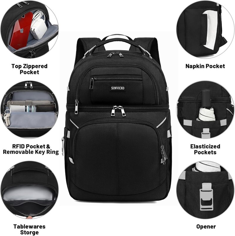 SINVICKO Insulated Cooler Backpack,Double Deck Leakproof Cooler Bag,Insulated Backpack Cooler Lunch Backpack for Men Women - Image 2